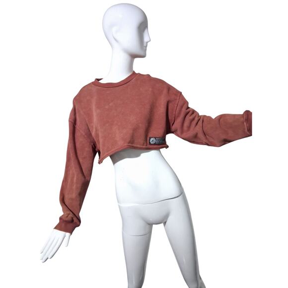 Alphalete Women's size S Chunky Terry Oversized Crop Grunge Pullover Sweatshirt - Picture 1 of 16